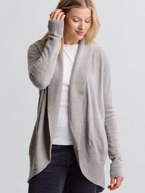 Barefoot Dreams Open-Front Ribbed Shawl Cardigan - Grey